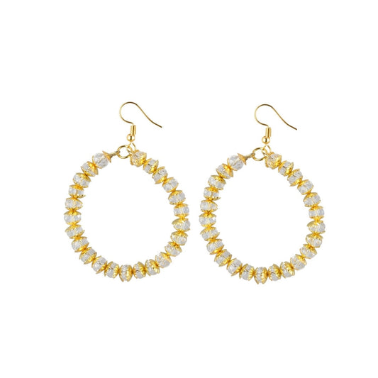 Stylish Alloy Golden Crytal Hanging Earrings