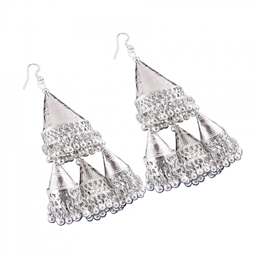 Stylish Silver plated Hook Dangler Hanging Statement Earrings