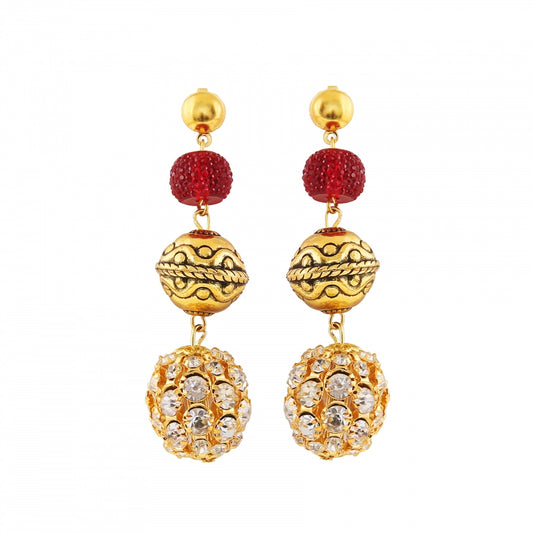 Stylish Gold Plated Beads Hook Dangler Hanging Earrings