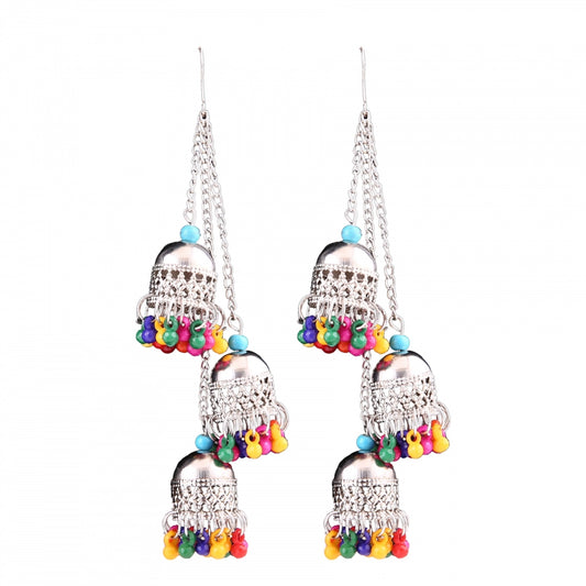 Stylish Silver Oxidized Hook Dangler Hanging Earrings