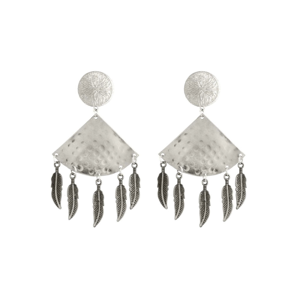 Stylish Silver Plated Hook Dangler Hanging Tassel Earrings
