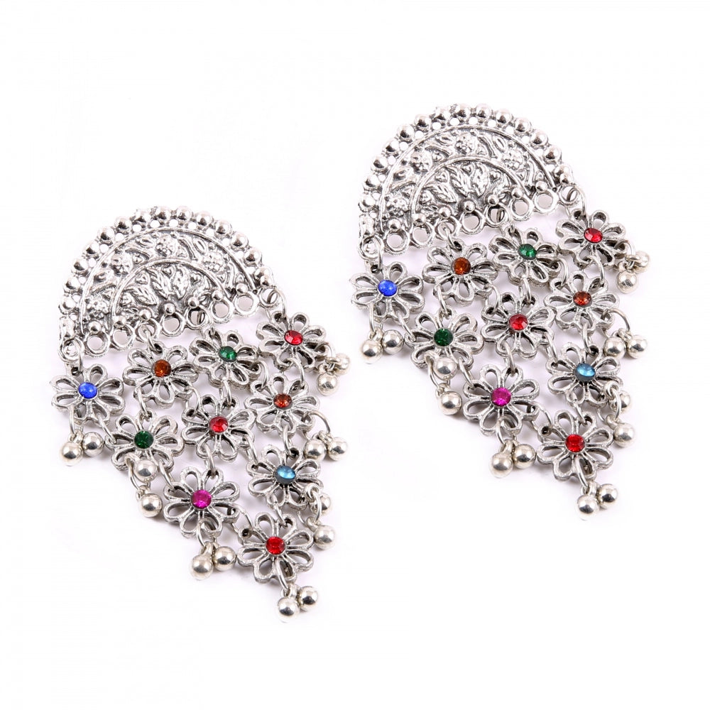 Stylish Silver Plated Hook Dangler Hanging Statement Earrings
