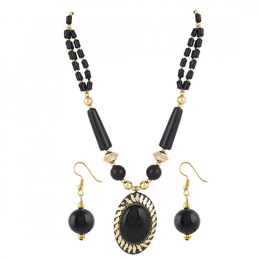 Black Color Designer Tibetan Style Beads Necklace