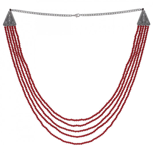 Five Layer Red Color Crystal Beads Necklace