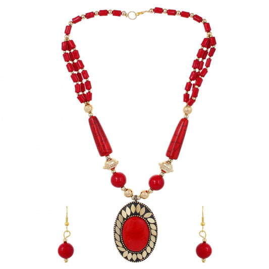 Tibetan Style Handmade Beaded Fashion Necklace with Earrings Set