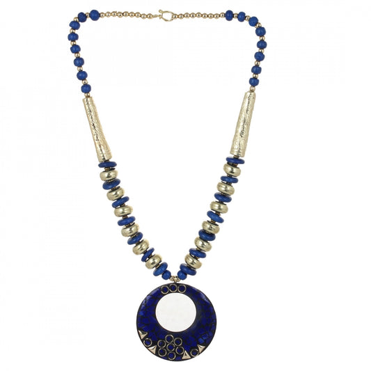 Blue Color Designer Tibetan Style Necklace