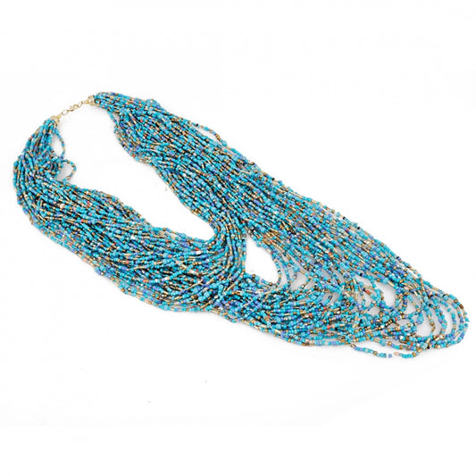 Blue Multi Layer Beads Necklace