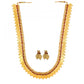 Gold Plated Copper Traditional Designer Temple Coin Necklace with Earrings