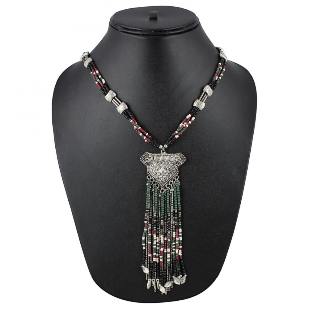 Oxodised Silver Multi Beads Necklace