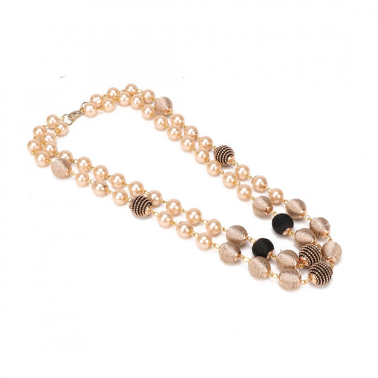 Beige Pearls Two Layer Oxidized Golden Necklace