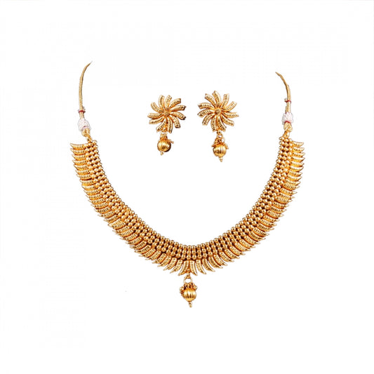 Designer Traditional Copper Gold Plated Traditional Necklace Set