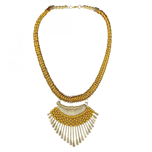 Designer Metal and Yellow Thread Necklace
