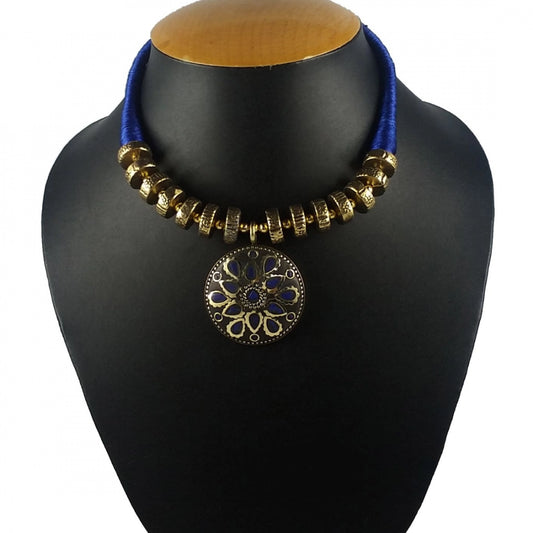 Designer Blue Thread Fashion Necklace