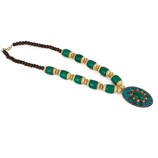 Designer Pendant Green Beads Necklace