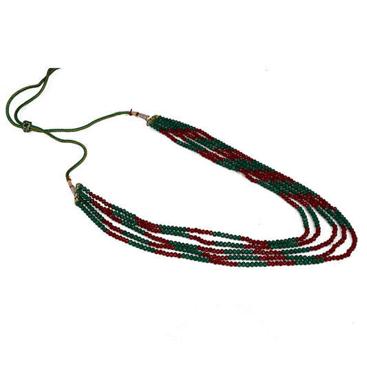 Five Layer Red and Green Crystal Beads Necklace