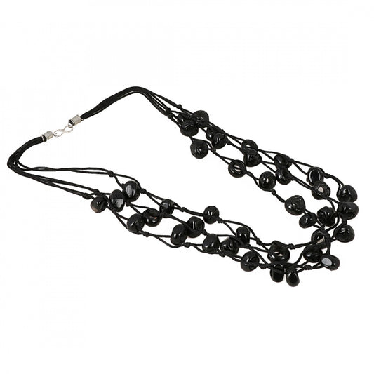 Designer Multi Strand Black Beads Necklace