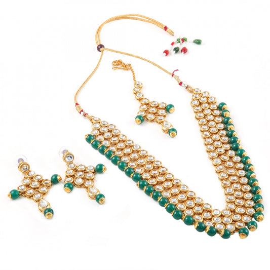 Designer Green Multi Layer Kundan Necklace Set