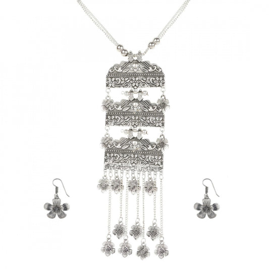 Designer German Silver Oxidized Necklace Set with Earrings