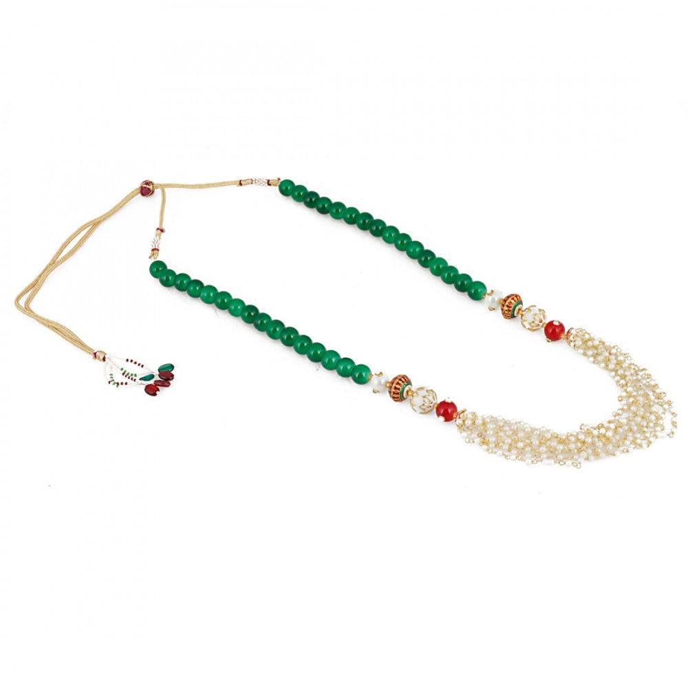 Designer Handmade Tulsi Mala and Red Stone Beads Necklace