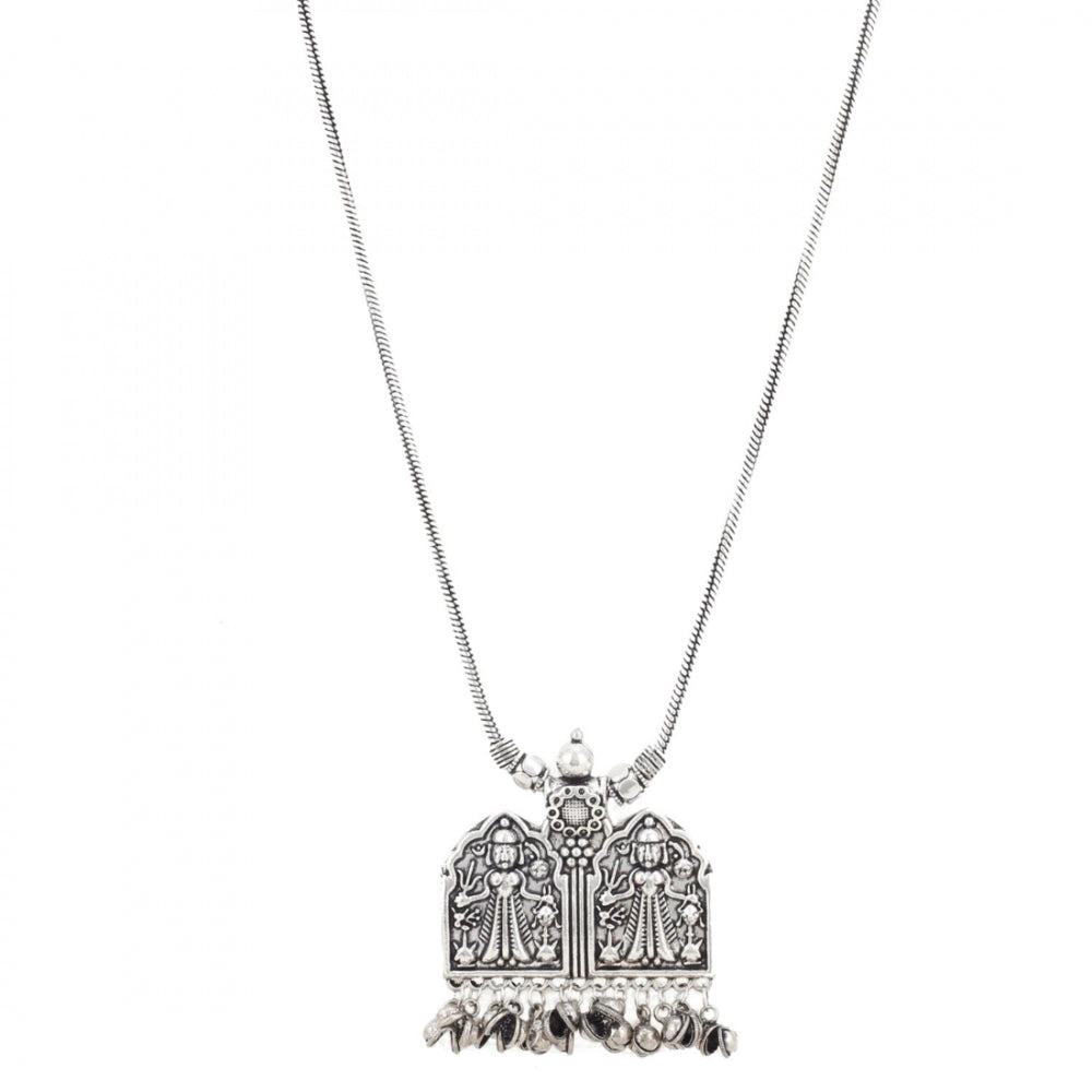 Designer God Engraved Oxidized German Silver Necklace