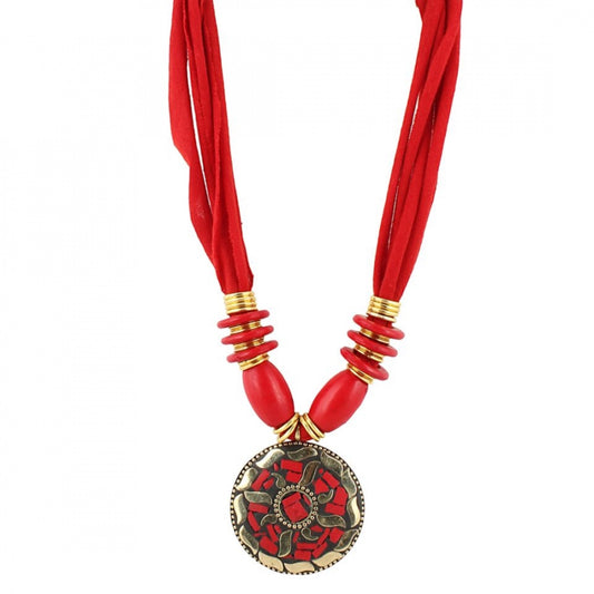 Red Color Designer Tibetan Style Necklace