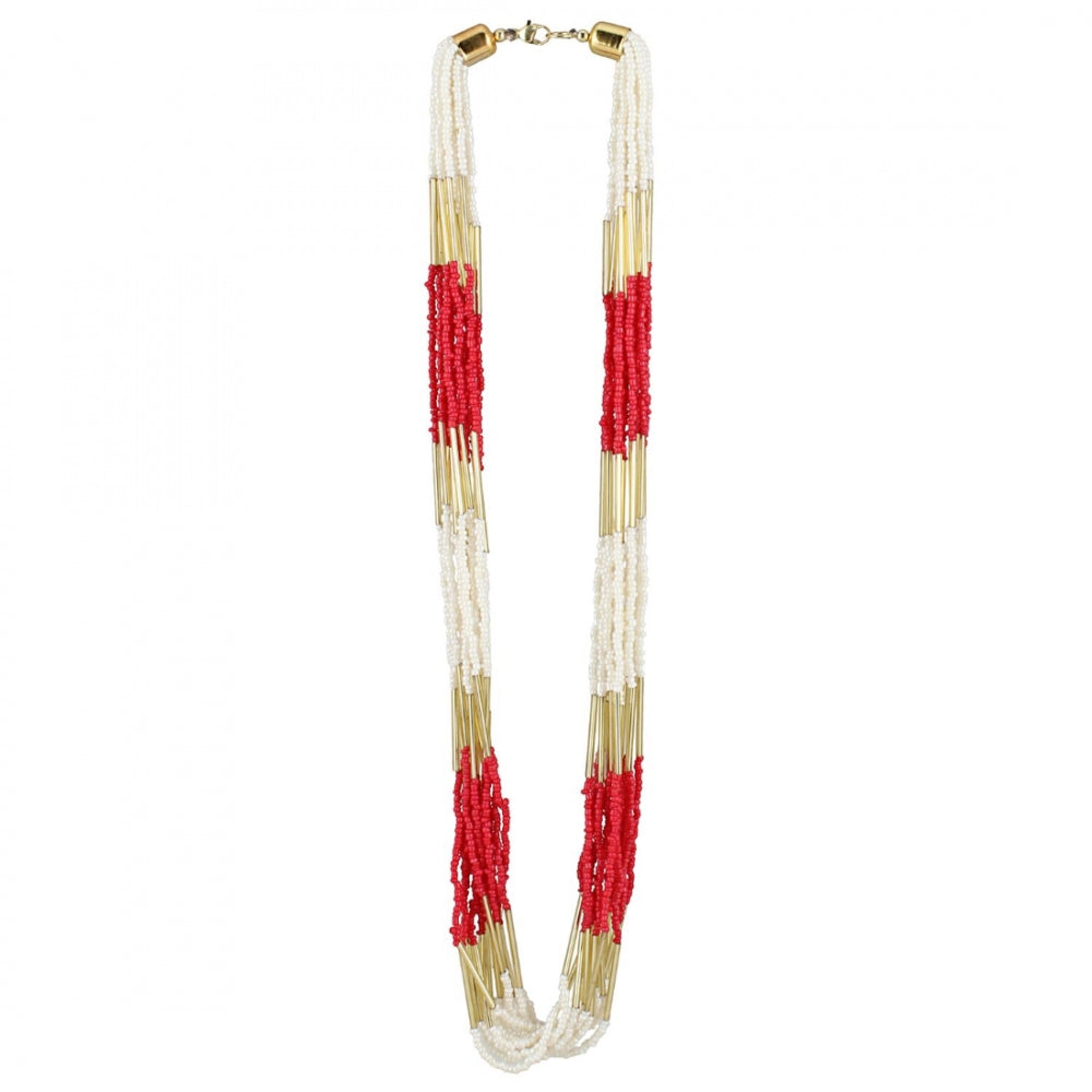 Designer Red Stylish Beads Necklace