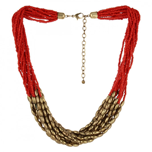 Red Plastic Beads Necklace