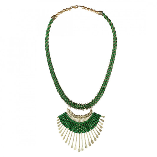 Designer Metal and Green Thread Necklace