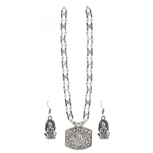 Designer Russain Silver Necklace with Earrings