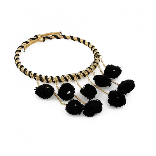 Designer Pompom Black Stylish Fashion Necklace