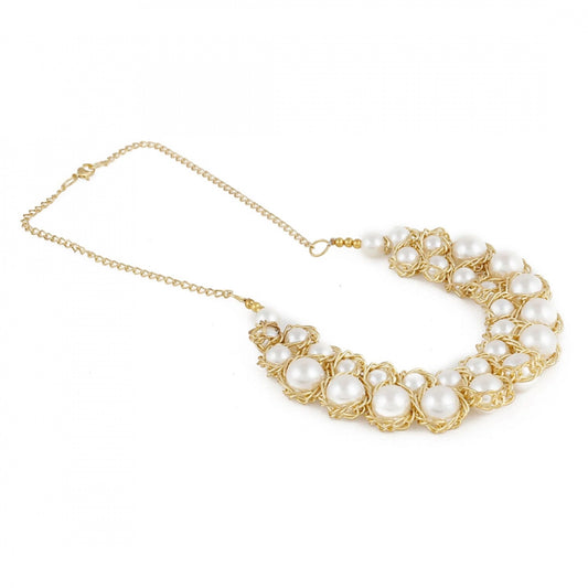 Elegant Pearl Golden Wire Charm Necklace