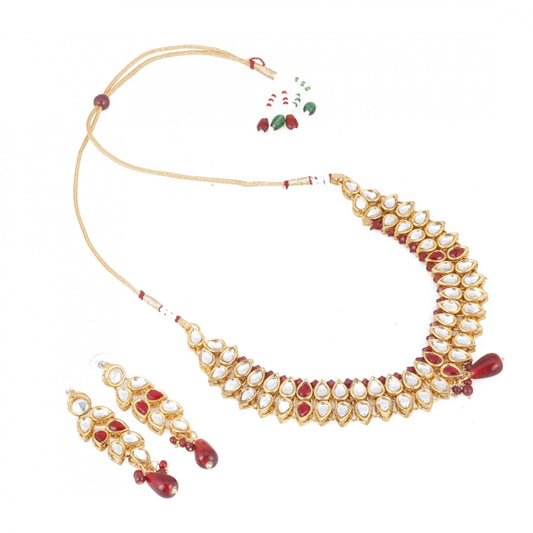 Elegant Bollywood Inspired Ethnic Kundan Necklace with Earrings