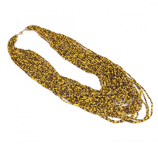 Yellow Multi Layer Beads Necklace