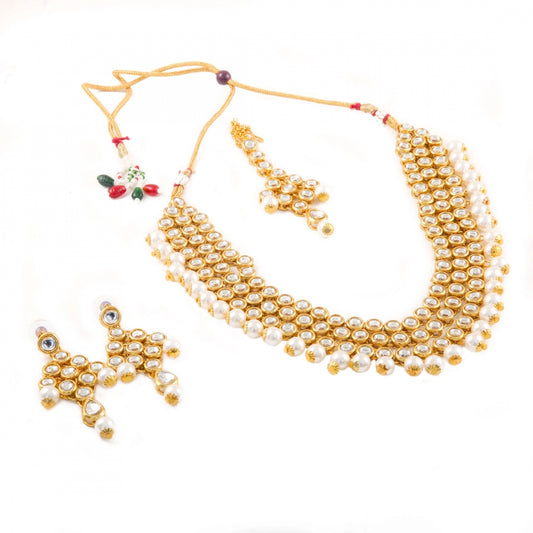 Designer Pearl Kundan Necklace Set with Earrings