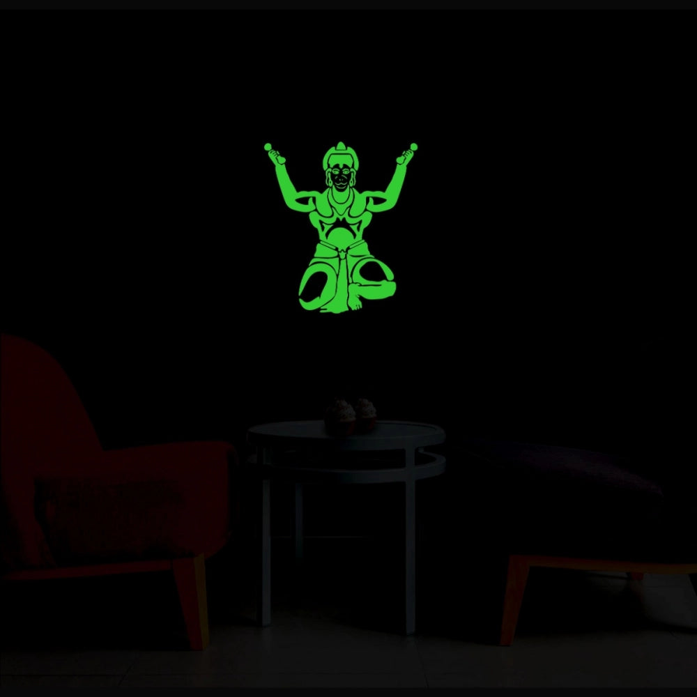 Pretty Green Hanuman Ji Radium Wall Sticker