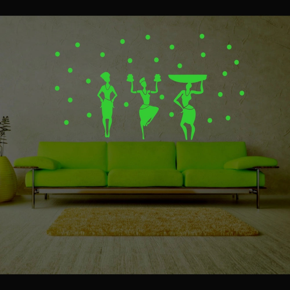Beautiful Green Dancing Lady Radium Wall Sticker