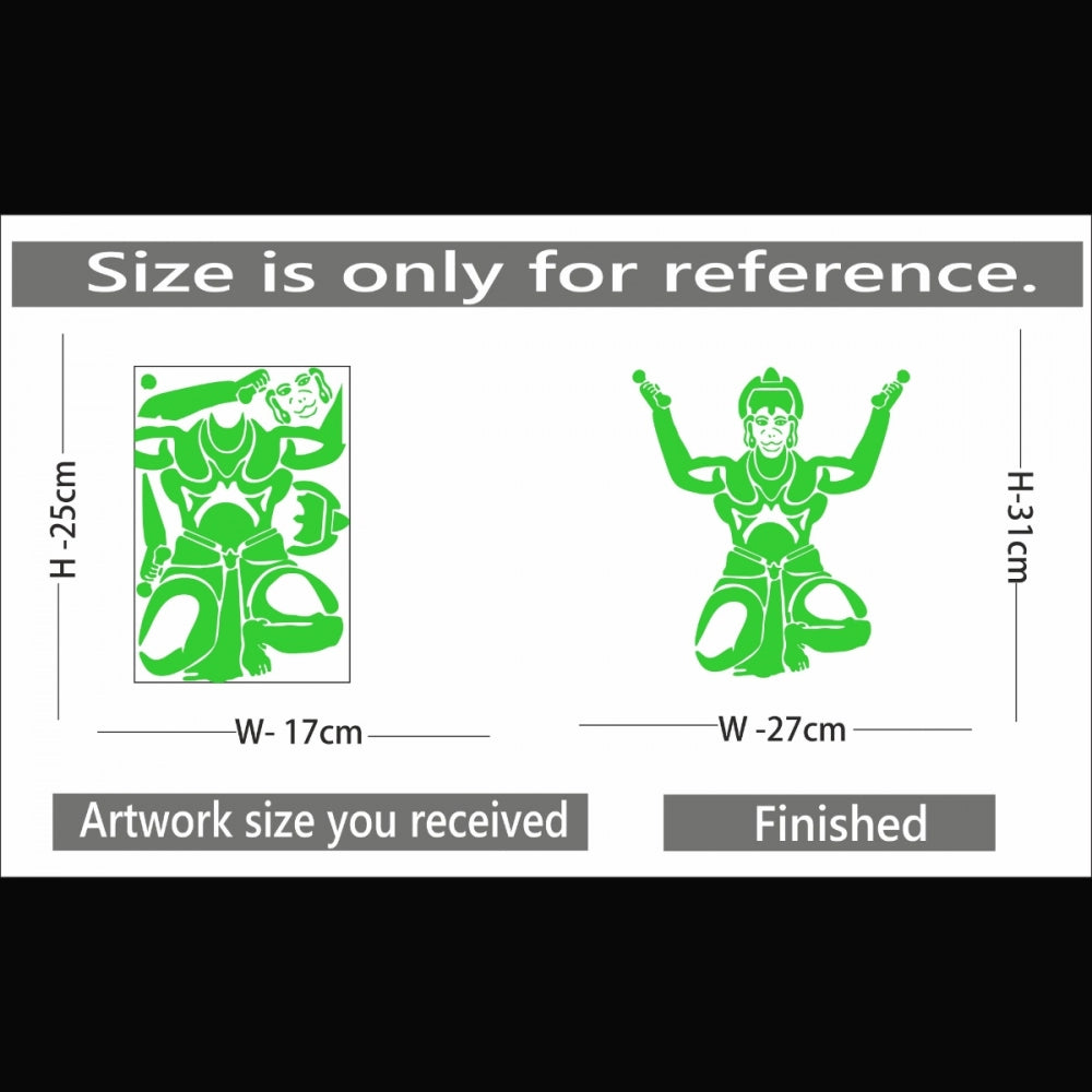 Pretty Green Hanuman Ji Radium Wall Sticker