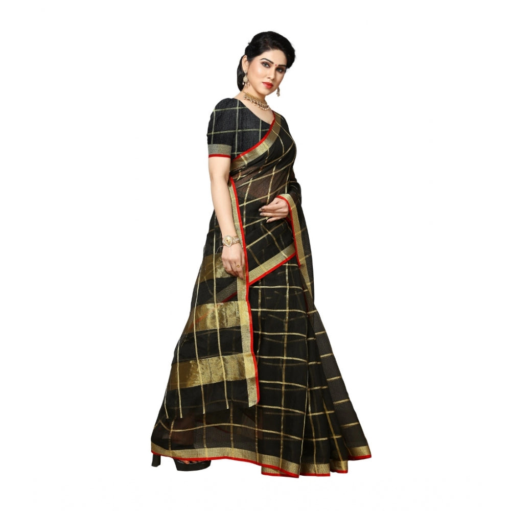 Attractive Kota Doria Cotton Saree With Blouse piece