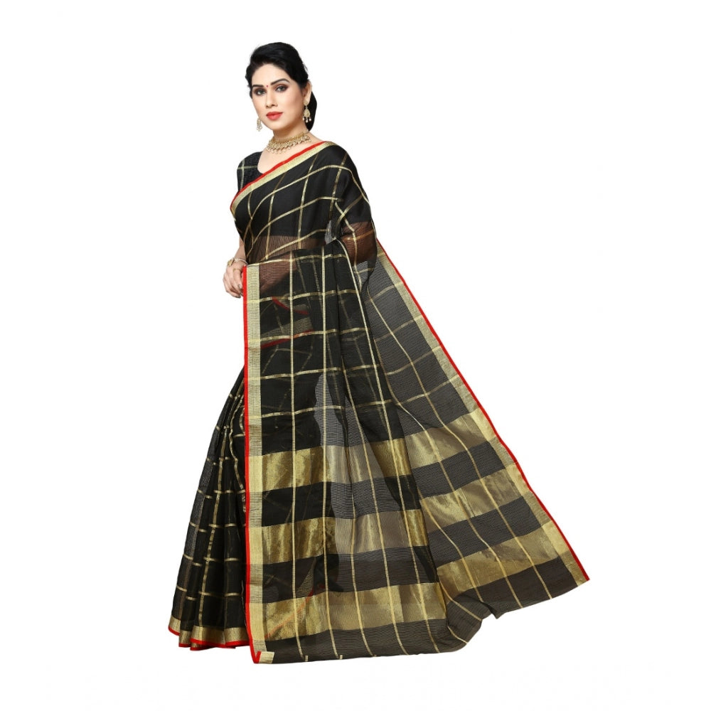Attractive Kota Doria Cotton Saree With Blouse piece