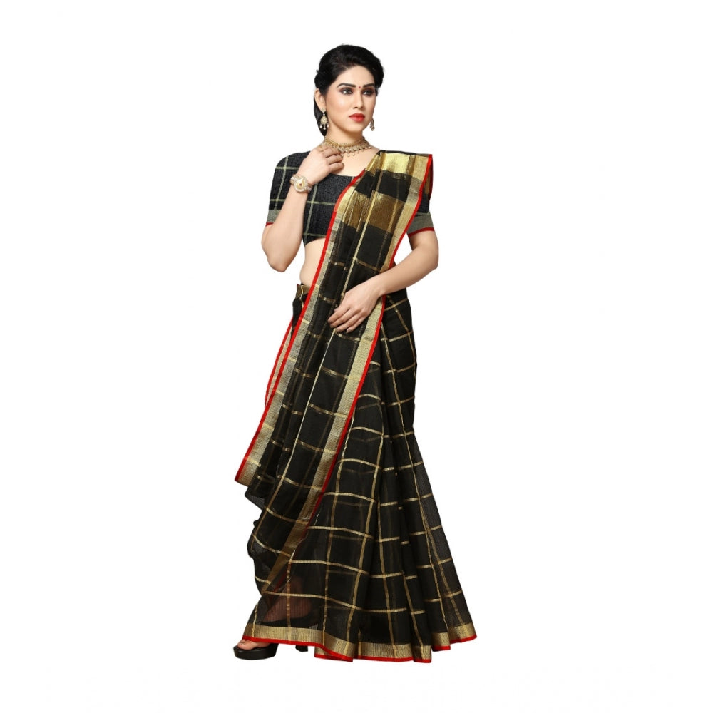 Attractive Kota Doria Cotton Saree With Blouse piece