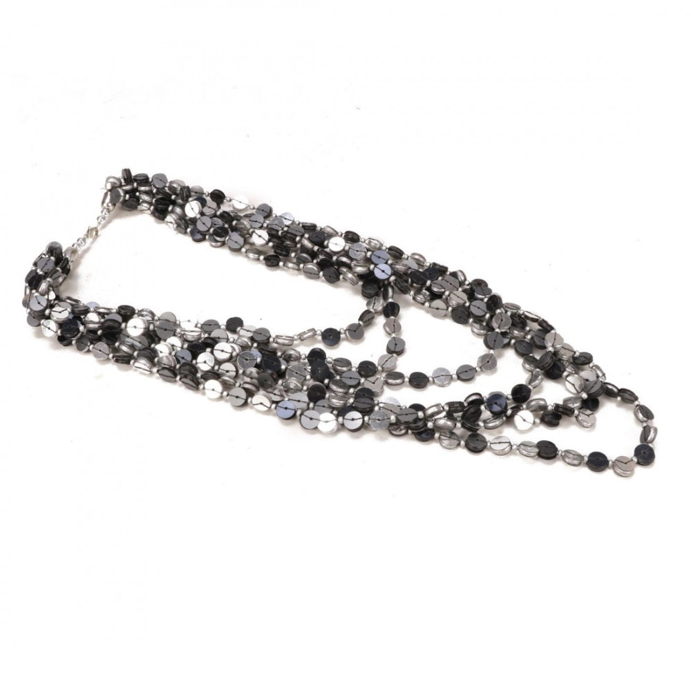 Glamorous Jewellery Stylish Silver Black Beads Necklace