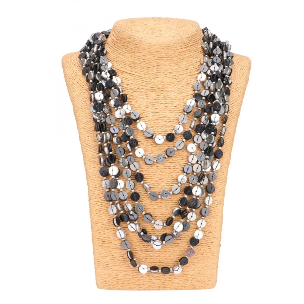 Glamorous Jewellery Stylish Silver Black Beads Necklace