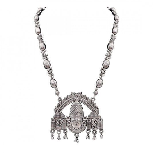 Glamorous Silver Plated Pendant Necklace Of Lord Tirupati Balaji Necklace