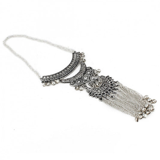 Glamorous Antique Tribal Oxidized Boho Afgani Silver Necklace