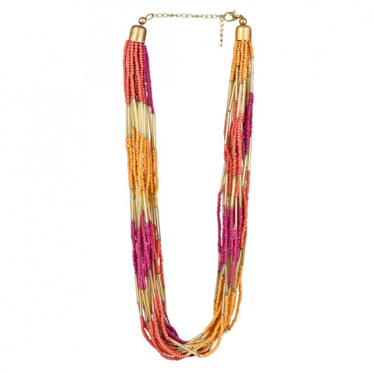 Glamorous Designer Elegant Multi Layer Multi Color Beads Necklace