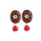 Glamorous Stylish Maroon Golde Plated Traditional Kundan Necklace Set with Earrings