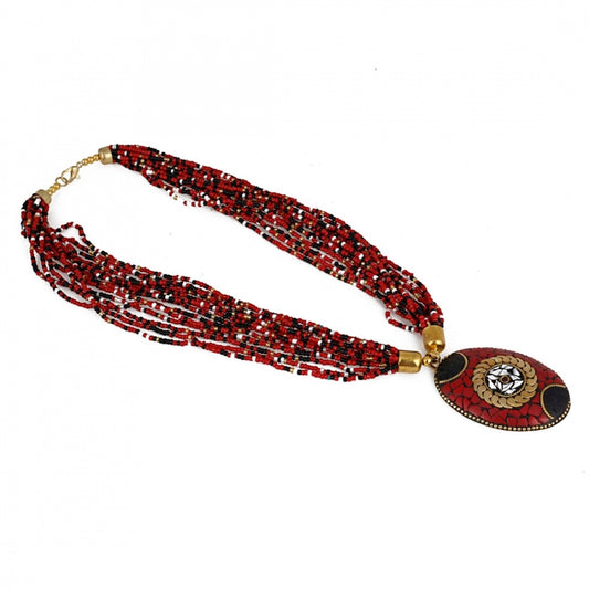 Glamorous Multicolor Tibetan Style Beads Necklace