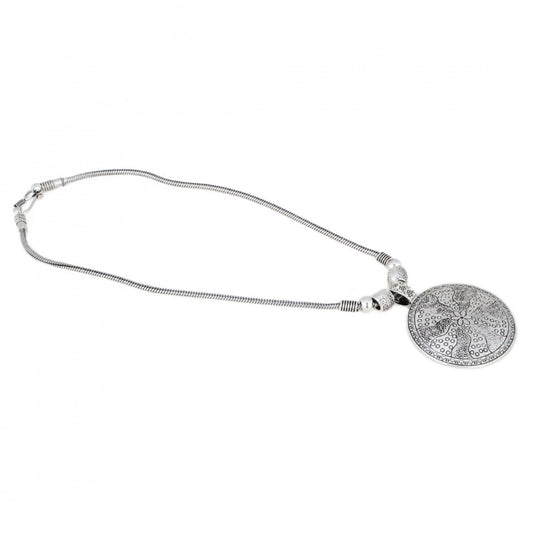 Glamorous Oxodised Boho German Silver Strand Necklace