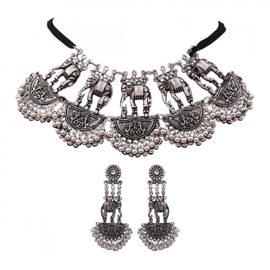 Precious Silver Antique German Oxidized Silver Plated Jewellery Set For Women