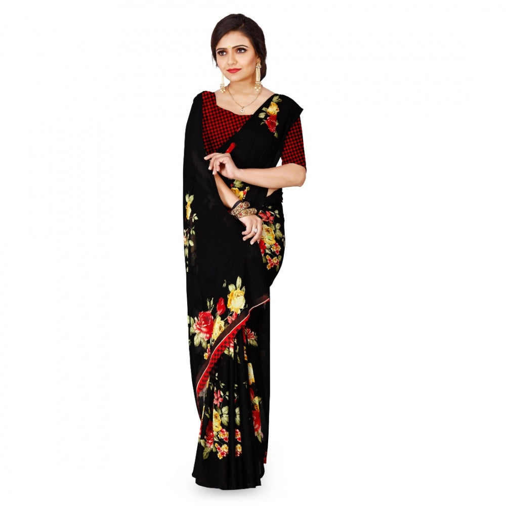 Pretty Faux Georgette Saree with Blouse Piece